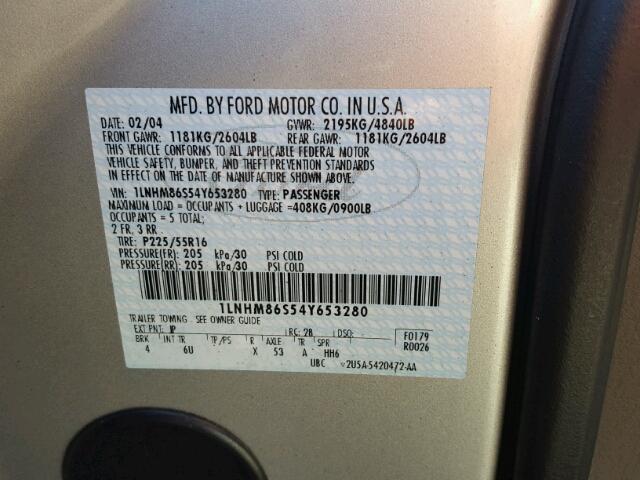 1LNHM86S54Y653280 - 2004 LINCOLN LS Gümüş foto 10