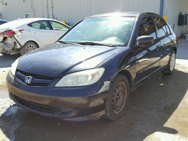 2HGES16585H587447 - 2005 HONDA CIVIC LX BLACK photo 2