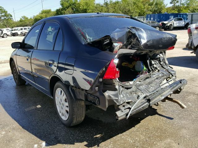 2HGES16585H587447 - 2005 HONDA CIVIC LX BLACK photo 3