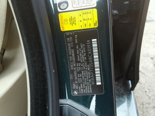 WBAPT735X8CX01934 - 2008 BMW 535 XI GREEN photo 10