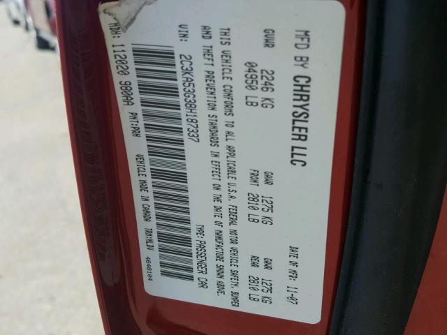 2C3KA53G38H187337 - 2008 CHRYSLER 300 TOURIN RED photo 10