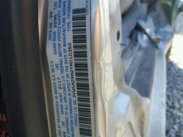 3VWSA29M2YM010350 - 2000 VOLKSWAGEN JETTA GLS SILVER photo 10
