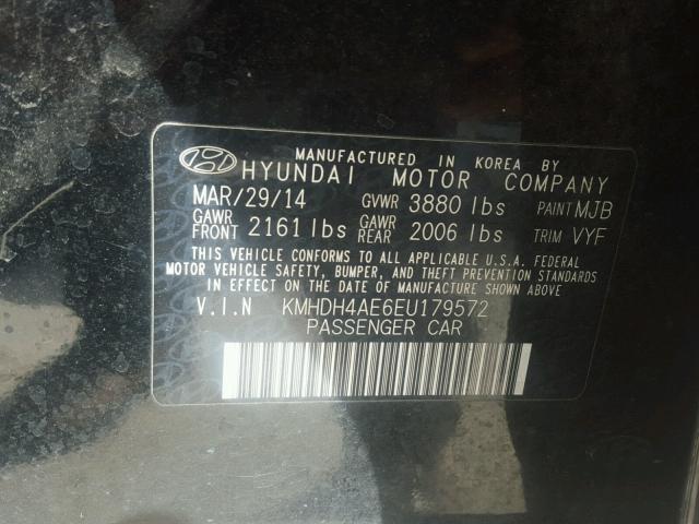 KMHDH4AE6EU179572 - 2014 HYUNDAI ELANTRA SE BLACK photo 10