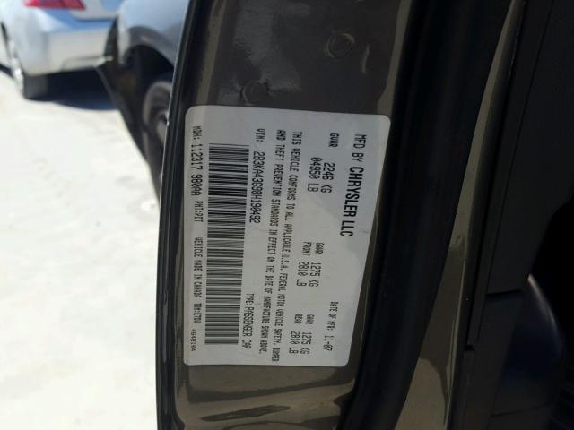 2B3KA43G98H190492 - 2008 DODGE CHARGER GRAY photo 10