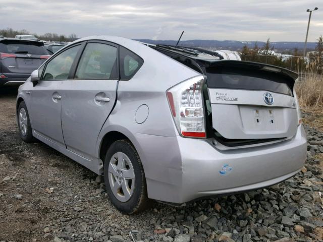 JTDKN3DU2B0299289 - 2011 TOYOTA PRIUS SILVER photo 3