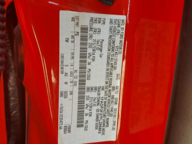 1FADP3F27FL295862 - 2015 FORD FOCUS SE RED photo 10