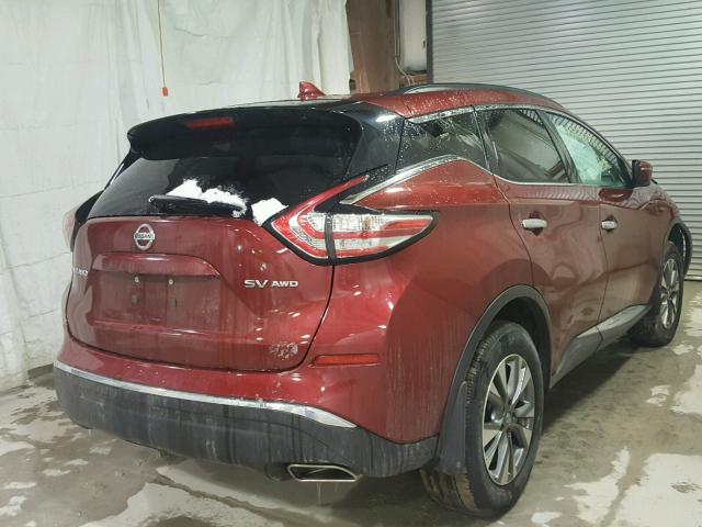 5N1AZ2MH5GN158803 - 2016 NISSAN MURANO S RED photo 4