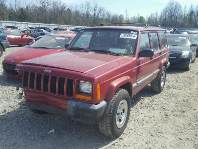 1J4FF68S7XL592193 - 1999 JEEP CHEROKEE S RED photo 2