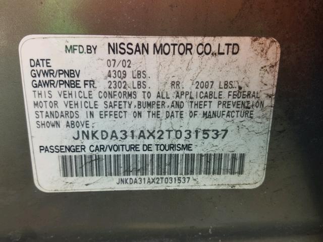 JNKDA31AX2T031537 - 2002 INFINITI I35 BROWN photo 10