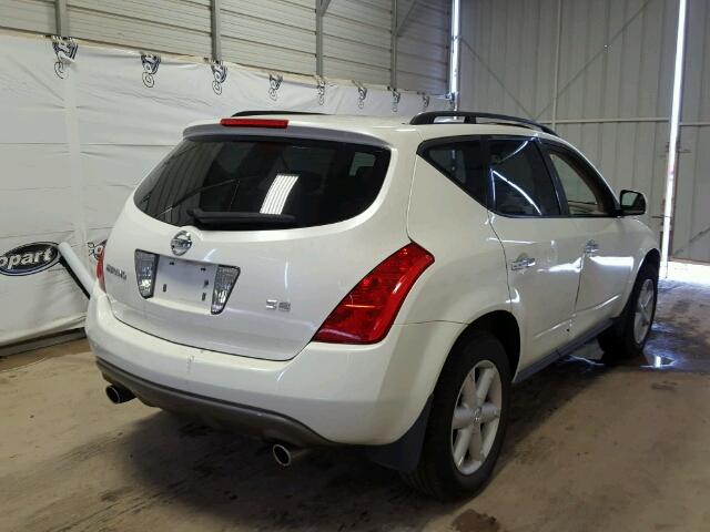 JN8AZ08T94W217272 - 2004 NISSAN MURANO SL WHITE photo 4