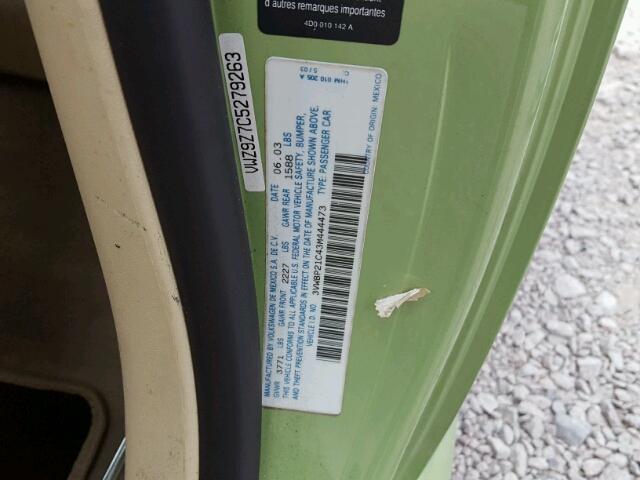 3VWBP21C43M444473 - 2003 VOLKSWAGEN NEW BEETLE 绿色 照片 10
