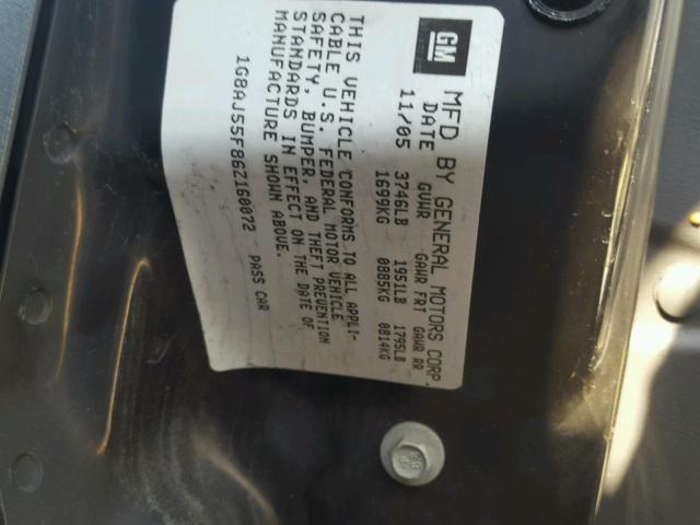 1G8AJ55F86Z160072 - 2006 SATURN ION LEVEL 蓝色 照片 10