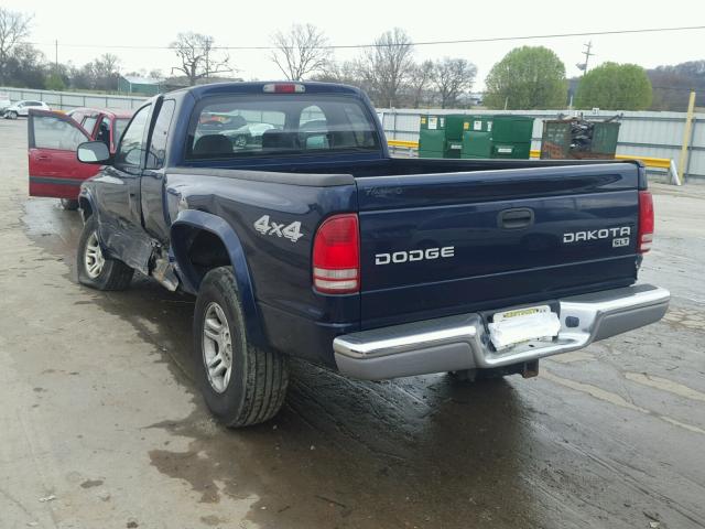 1D7HG42X33S378652 - 2003 DODGE DAKOTA SLT BLUE photo 3