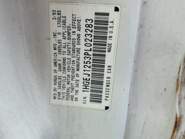 1HGEJ1253PL023283 - 1993 HONDA CIVIC EX თეთრი ფოტო 10