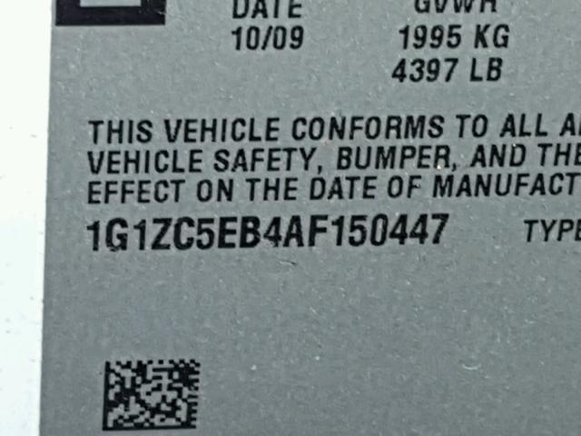 1G1ZC5EB4AF150447 - 2010 CHEVROLET MALIBU 1LT 白色 照片 10