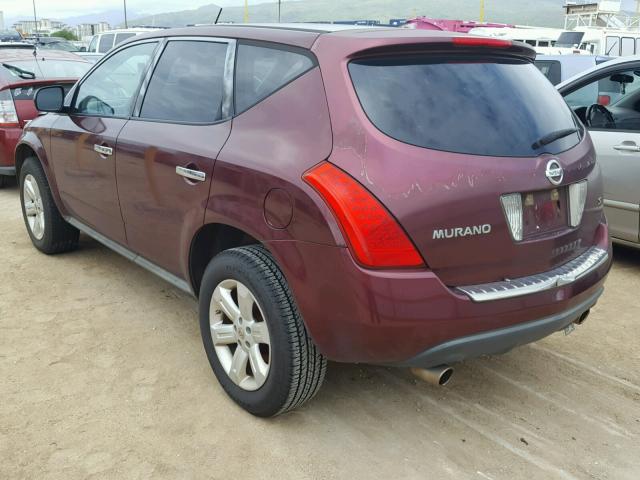 JN8AZ08TX7W520422 - 2007 NISSAN MURANO SL MAROON photo 3