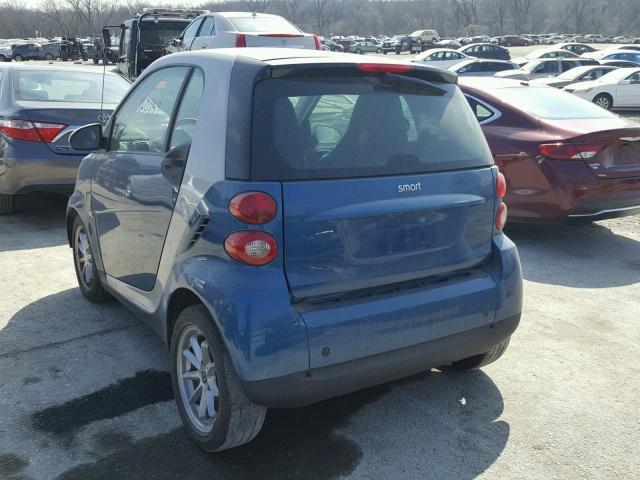 WMEEJ31XX9K306044 - 2009 SMART FORTWO PUR BLUE photo 3