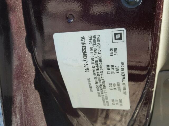 1G1NE52M0XY159769 - 1999 CHEVROLET MALIBU LS Күлгін фото 10