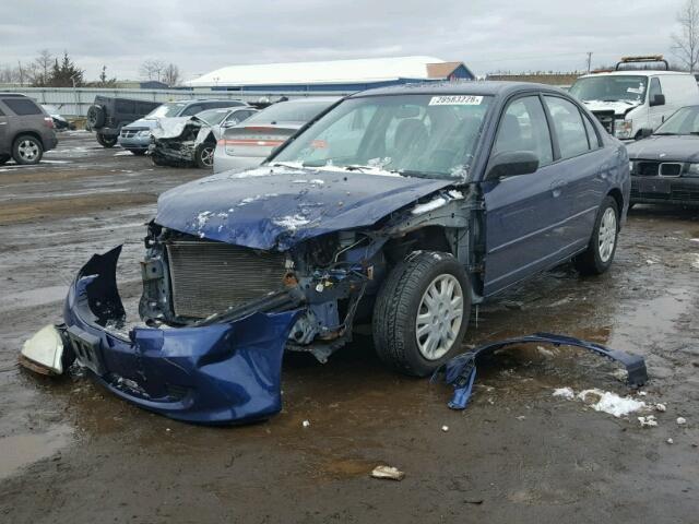 1HGES16515L012481 - 2005 HONDA CIVIC LX BLUE photo 2