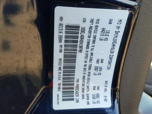 1B3EL46R42N190709 - 2002 DODGE STRATUS SE BLUE photo 10