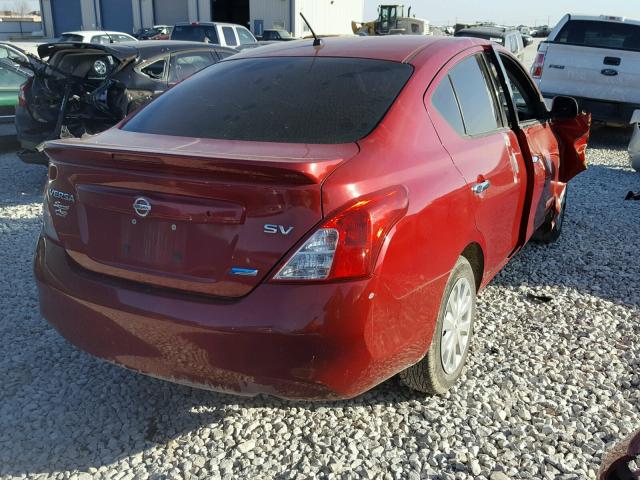 3N1CN7AP9EL825213 - 2014 NISSAN VERSA S RED photo 4