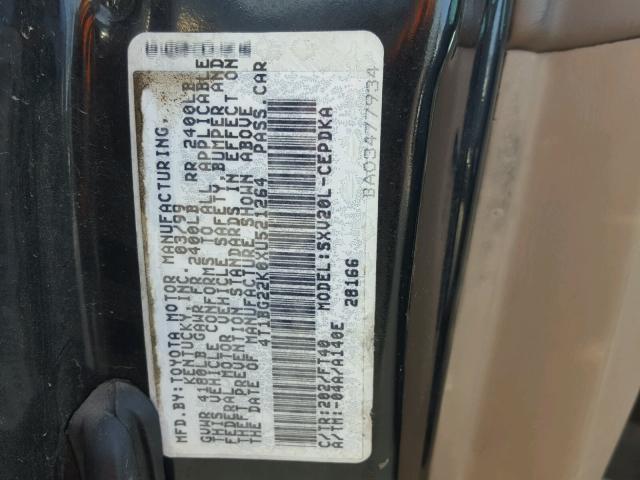 4T1BG22K0XU521264 - 1999 TOYOTA CAMRY CE BLACK photo 10