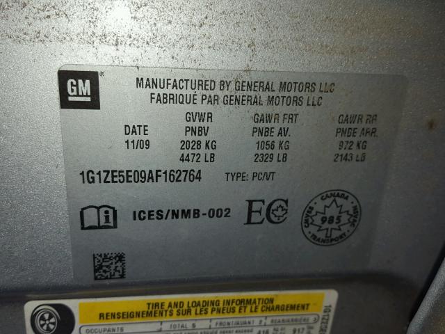 1G1ZE5E09AF162764 - 2010 CHEVROLET MALIBU LTZ 银色 照片 10