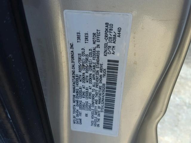 5TEVL52NX4Z456208 - 2004 TOYOTA TACOMA XTR SILVER photo 10