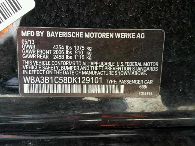 WBA3B1C58DK129101 - 2013 BMW 320 I BLACK photo 10