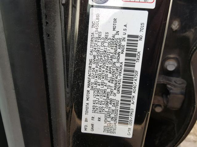 5TELU42N55Z027882 - 2005 TOYOTA TACOMA DOU BLACK photo 10