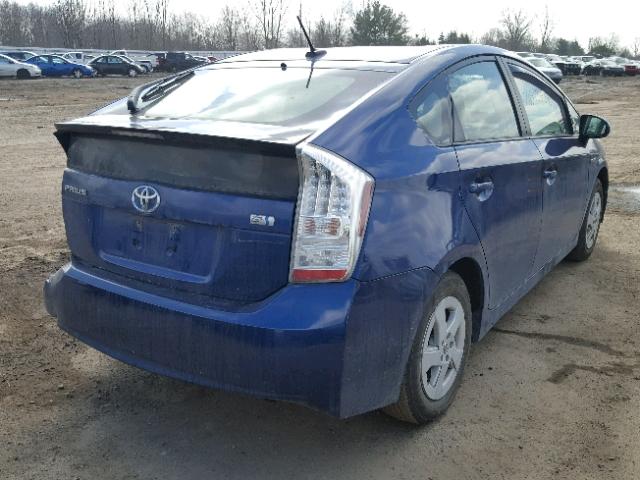 JTDKN3DU8A0002170 - 2010 TOYOTA PRIUS BLUE photo 4