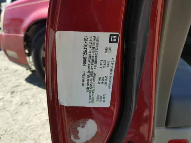 1G6KD54Y52U291944 - 2002 CADILLAC DEVILLE RED photo 10