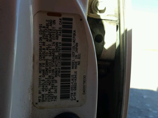 JT8UF11E2M0078719 - 1991 LEXUS LS 400 WHITE photo 10