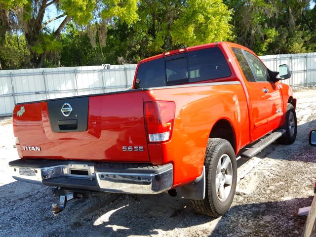 1N6BA06A95N572519 - 2005 NISSAN TITAN XE RED photo 4