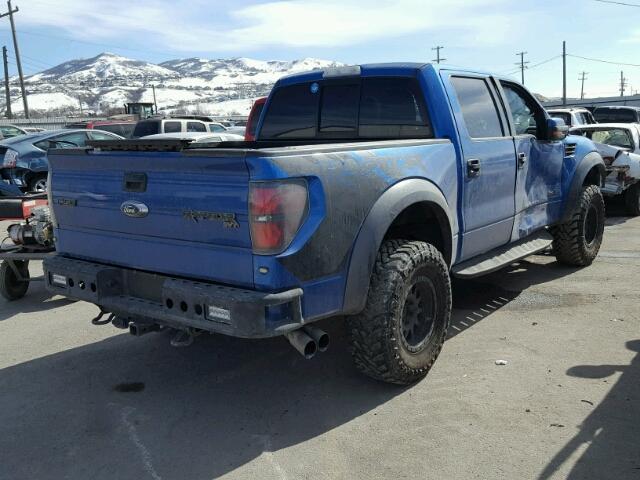 1FTFW1R63CFB64849 - 2012 FORD F150 SVT R BLUE photo 4