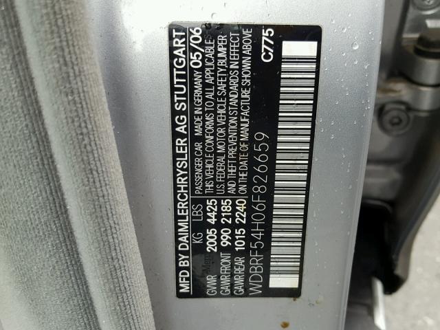 WDBRF54H06F826659 - 2006 MERCEDES-BENZ C GENERATI SILVER photo 10