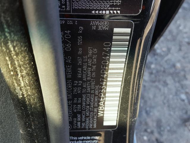 WBAEP33474PF04740 - 2004 BMW 325 XIT BLACK photo 10