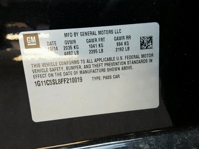 1G11C5SL8FF210019 - 2015 CHEVROLET MALIBU 1LT 石墨色 照片 10