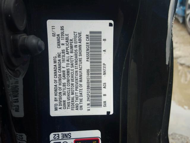 2HGFG1B86BH514496 - 2011 HONDA CIVIC EX Qara foto 10