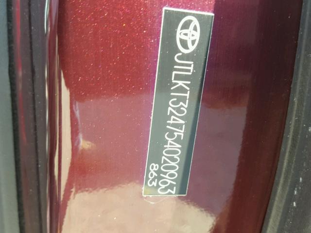 JTLKT324754020963 - 2005 TOYOTA SCION XB MAROON photo 10