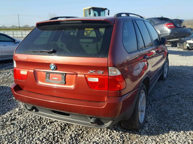 5UXFA53533LV79630 - 2003 BMW X5 3.0I RED photo 4