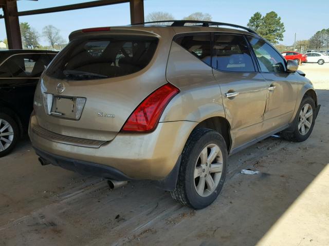 JN8AZ08W57W601872 - 2007 NISSAN MURANO SL GOLD photo 4