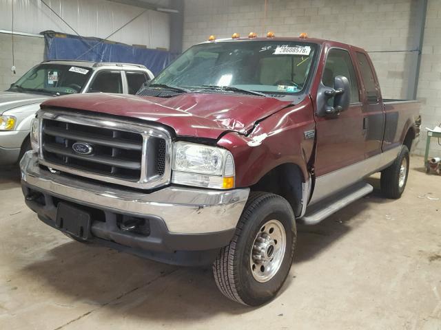 3FTNX21L24MA01983 - 2004 FORD F250 SUPER MAROON photo 2