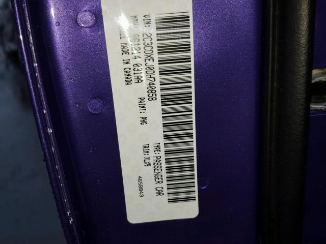 2C3CDXEJ0DH740858 - 2013 DODGE CHARGER SR PURPLE photo 10