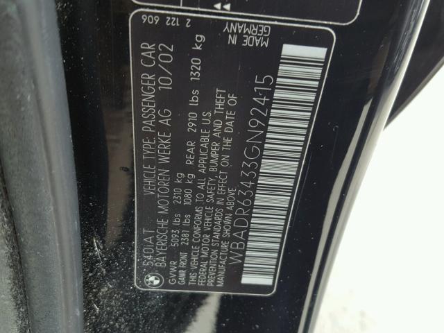 WBADRG3433GN92415 - 2003 BMW 540 IT AUT أسود صورة 10