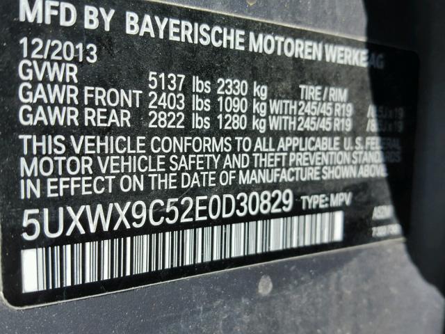 5UXWX9C52E0D30829 - 2014 BMW X3 XDRIVE2 SILVER photo 10