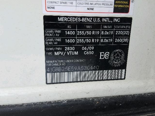 4JGBB25E59A530440 - 2009 MERCEDES-BENZ ML WHITE photo 10