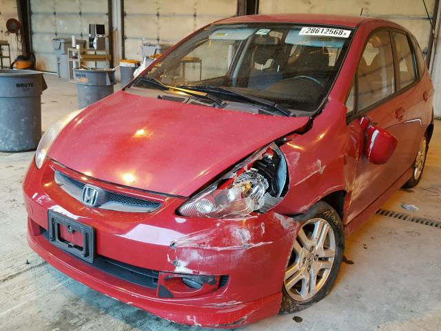 JHMGD386X7S017060 - 2007 HONDA FIT S RED photo 2