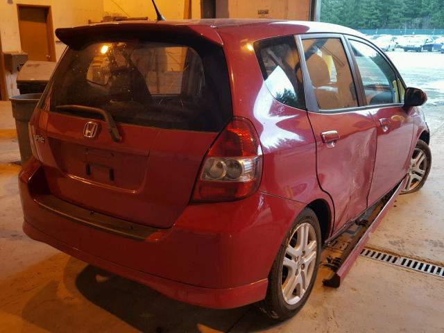 JHMGD386X7S017060 - 2007 HONDA FIT S RED photo 4