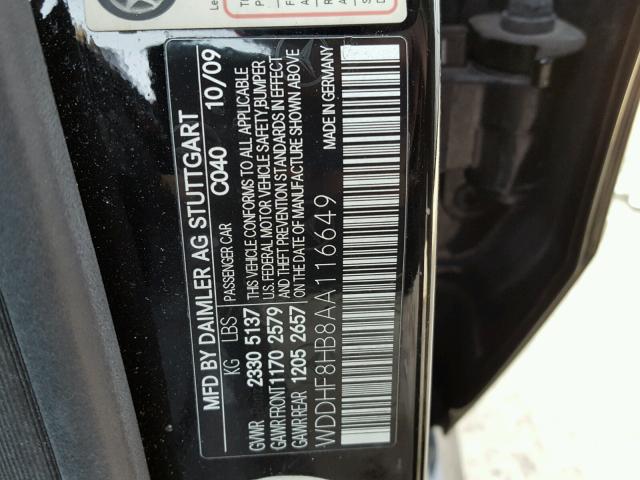 WDDHF8HB8AA116649 - 2010 MERCEDES-BENZ E 350 4MAT BLACK photo 10